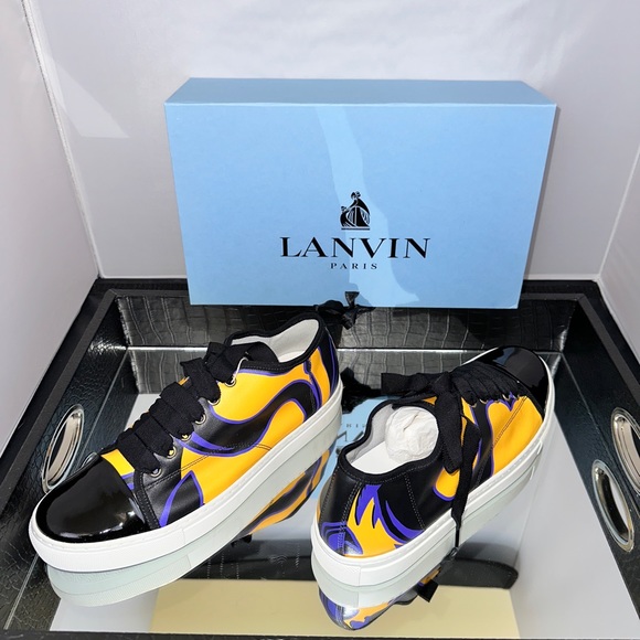 🎉🥂 HP 🥂🎉 LANVIN CAP-TOE LEATHER SNEAKERS - Picture 7 of 11